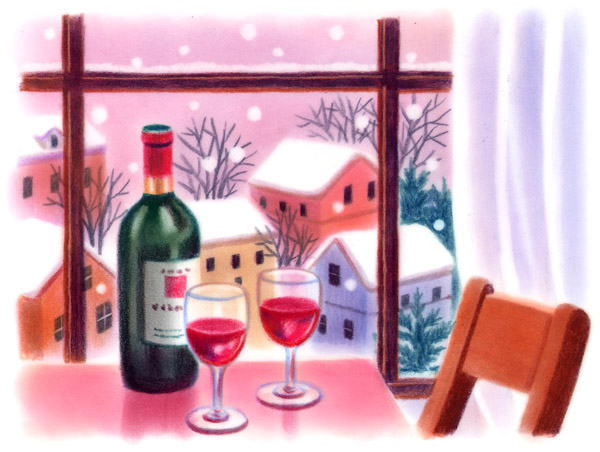 窓辺にワイン